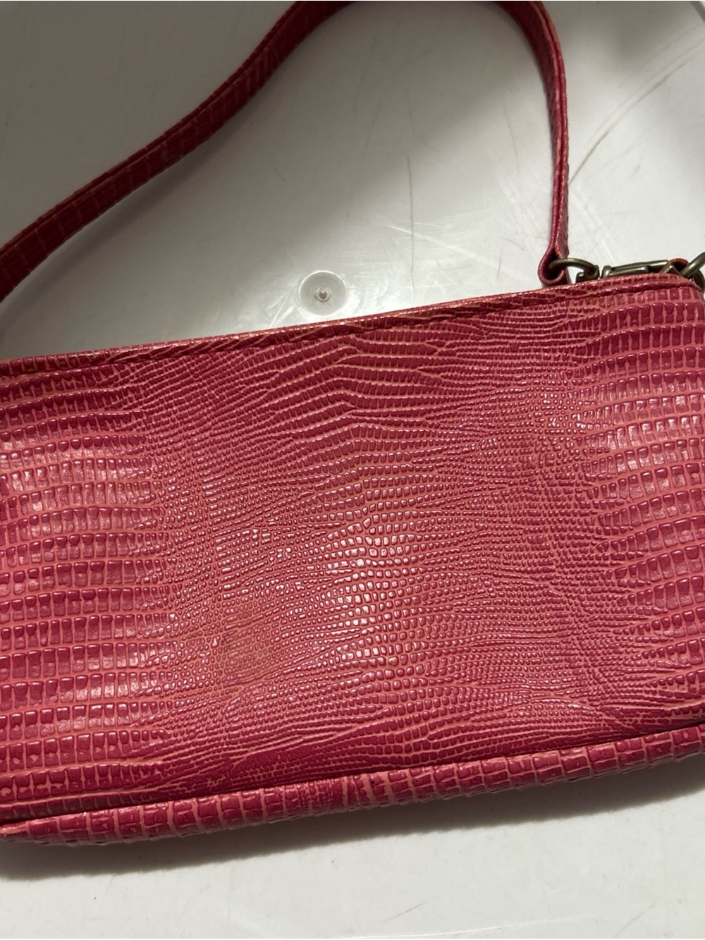 Estee Lauder Pink Croc-Embossed Shoulder Bag